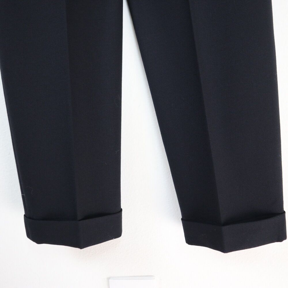 Vintage Ralph Lauren 1995 Collection Size 8 Wool Cuff Trousers Black - Picture 8 of 12